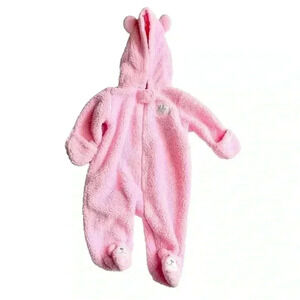 Carter’s Baby Girls Pink Hooded Plush Fleece Snowsuit Size 3 Months